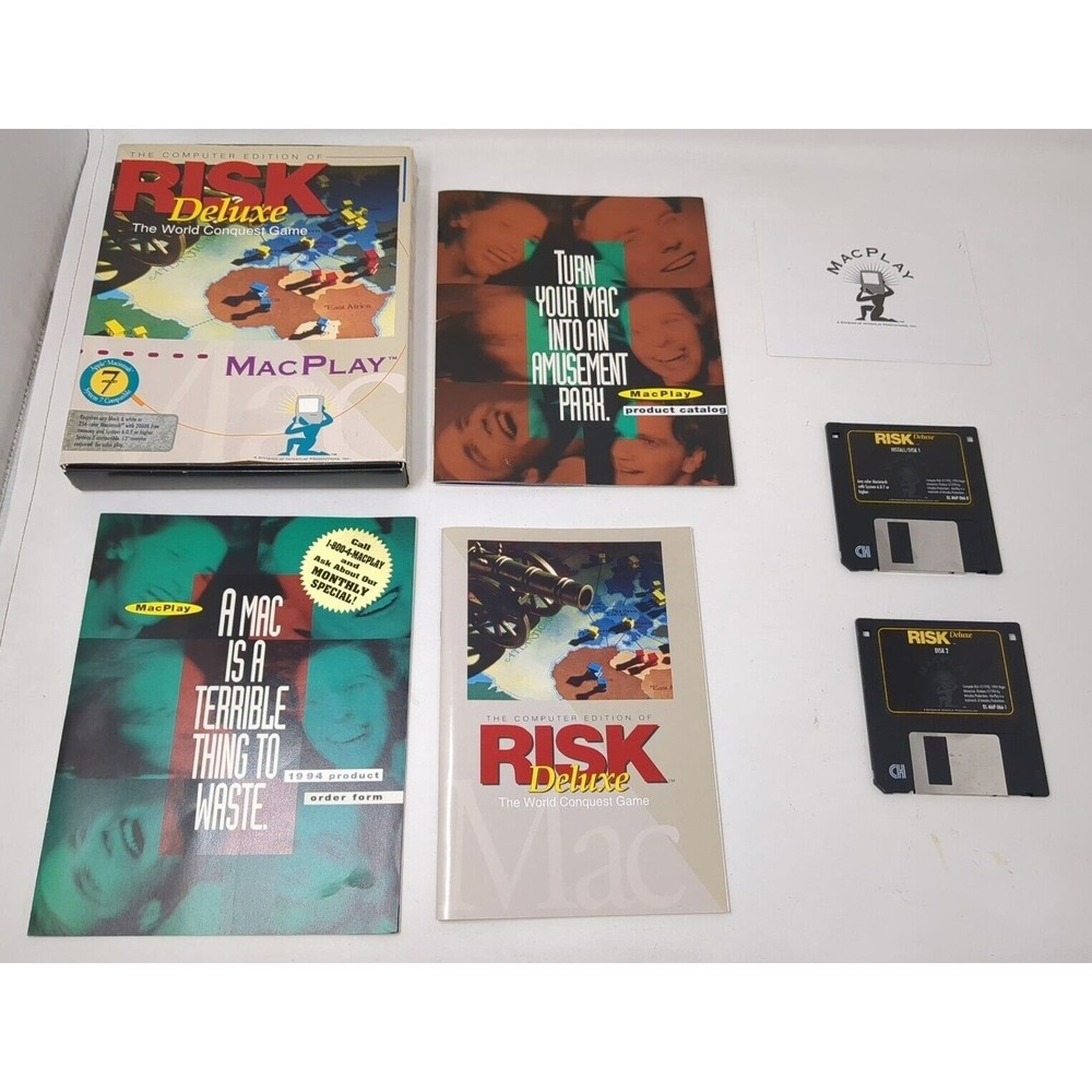 Risk Deluxe Apple Macintosh PC Big Box Computer Game Mac Play Complete VTG